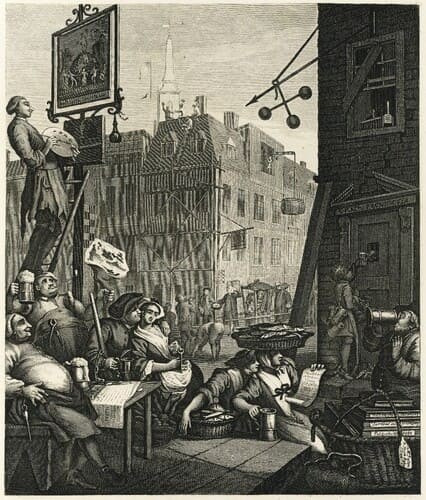 Рис. 2. Гравюра Уильяма Хогарта «Пивная улица», 1751 г.